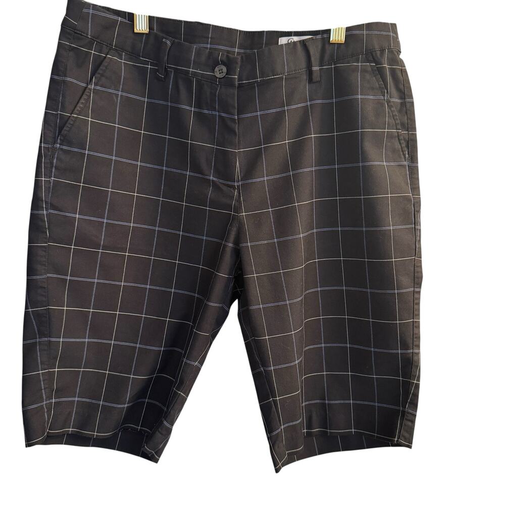 Greg Norman Shorts‎ Women 8 Black Plaid Golf Bermuda Stretch